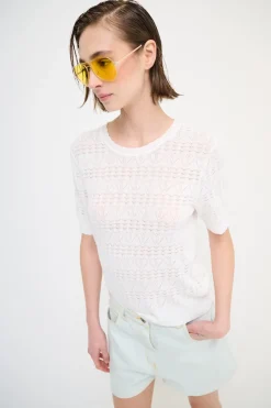 Sale KIKISIX MAGLIA MEZZA MANICA TRAFORATA BIANCO