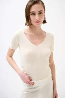 Clearance KIKISIX MAGLIA M.MANICA SCOLLO V COSTINA BURRO