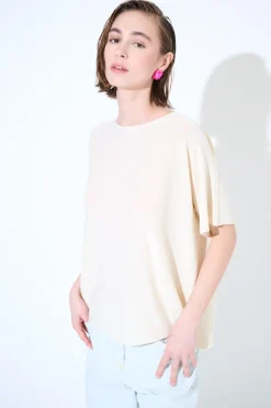 Online KIKISIX MAGLIA OVER MANICA CORTA BURRO