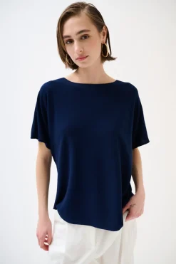 Best KIKISIX MAGLIA OVER MANICA CORTA BLU