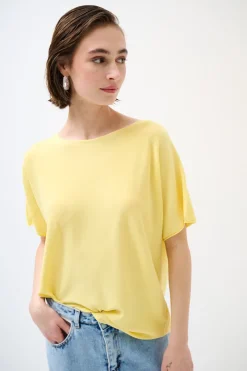 New KIKISIX MAGLIA OVER MANICA CORTA GIALLO