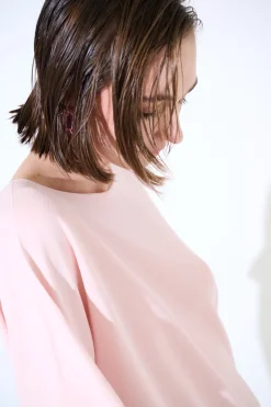 Outlet KIKISIX MAGLIA OVER MANICA CORTA ROSA