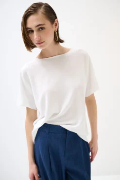 Fashion KIKISIX MAGLIA OVER MANICA CORTA BIANCO