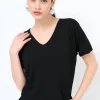 Outlet KIKISIX MAGLIA OVER MEZZA MANICA SCOLLO V NERO