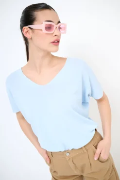 Best KIKISIX MAGLIA OVER MEZZA MANICA SCOLLO V ACQUA