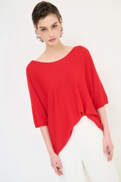 Best KIKISIX MAGLIA OVER M/MANICA RIGA DAVANTI ROSSO