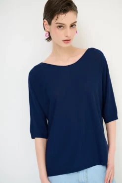 Fashion KIKISIX MAGLIA OVER M/MANICA RIGA DAVANTI BLU