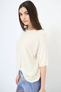 Fashion KIKISIX MAGLIA OVER M/MANICA RIGA DAVANTI PANNA