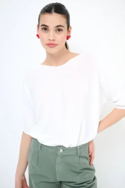 Discount KIKISIX MAGLIA OVER M/MANICA RIGA DAVANTI BIANCO