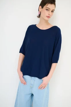 Fashion KIKISIX MAGLIA OVER M/MANICA RIGA DAVANTI BLU