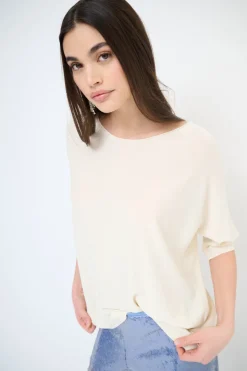 Fashion KIKISIX MAGLIA OVER M/MANICA RIGA DAVANTI PANNA