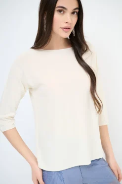 Discount KIKISIX MAGLIA OVER SCOLLO BARCA MANICA 3/4 PANNA