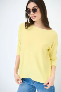 Fashion KIKISIX MAGLIA OVER SCOLLO BARCA MANICA 3/4 GIALLO