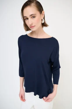 Fashion KIKISIX MAGLIA OVER SCOLLO BARCA MANICA 3/4 BLU