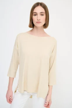 Best KIKISIX MAGLIA OVER SCOLLO BARCA MANICA 3/4 BEIGE