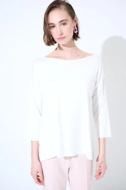 Fashion KIKISIX MAGLIA OVER SCOLLO BARCA MANICA 3/4 PANNA