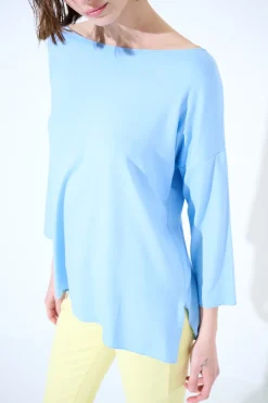 Best KIKISIX MAGLIA OVER SCOLLO BARCA MANICA 3/4 CELESTE