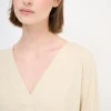 Outlet KIKISIX MAGLIA OVER SCOLLO V MANICA 3/4 BEIGE