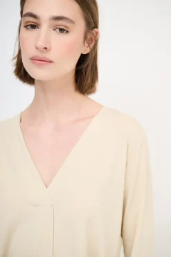 Outlet KIKISIX MAGLIA OVER SCOLLO V MANICA 3/4 BEIGE