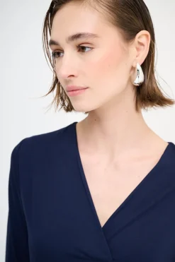 New KIKISIX MAGLIA OVER SCOLLO V MANICA 3/4 BLU