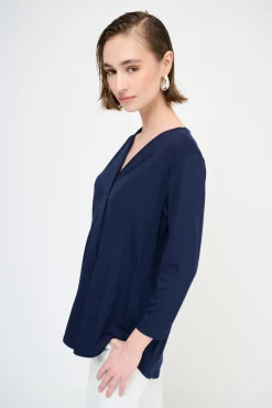 New KIKISIX MAGLIA OVER SCOLLO V MANICA 3/4 BLU