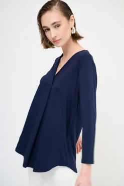 New KIKISIX MAGLIA OVER SCOLLO V MANICA 3/4 BLU