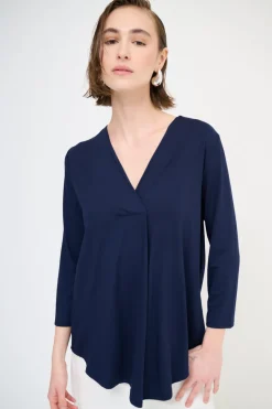 New KIKISIX MAGLIA OVER SCOLLO V MANICA 3/4 BLU