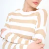 Online KIKISIX MAGLIA PARICOLLO CROP RIGHE BEIGE