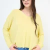 New KIKISIX MAGLIA SCOLLO V OVER MANICA LUNGA GIALLO