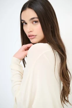 Outlet KIKISIX MAGLIA SCOLLO V OVER MANICA LUNGA PANNA