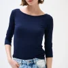 Online KIKISIX MAGLIA SLIM PARICOLLO MANICA 3/4 BLU