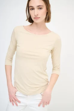 Discount KIKISIX MAGLIA SLIM PARICOLLO MANICA 3/4 BEIGE
