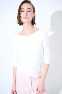 Fashion KIKISIX MAGLIA SLIM PARICOLLO MANICA 3/4 PANNA