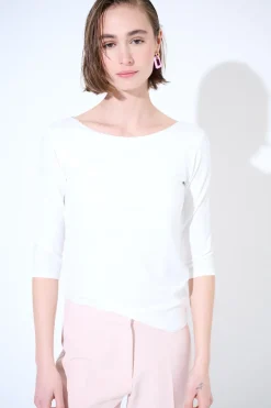 Fashion KIKISIX MAGLIA SLIM PARICOLLO MANICA 3/4 PANNA