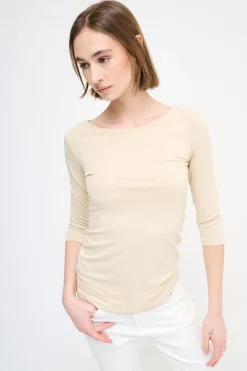 Discount KIKISIX MAGLIA SLIM PARICOLLO MANICA 3/4 BEIGE