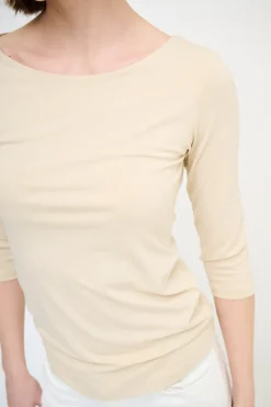 Discount KIKISIX MAGLIA SLIM PARICOLLO MANICA 3/4 BEIGE