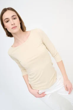 Discount KIKISIX MAGLIA SLIM PARICOLLO MANICA 3/4 BEIGE