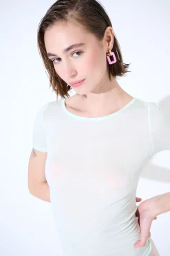 New KIKISIX MEZZA MANICA MISTO SETA RASATO ACQUA