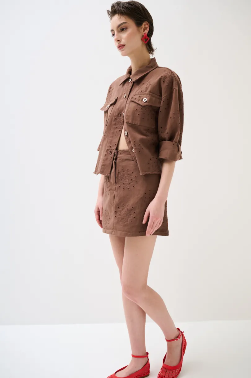 Best KIKISIX MINI CON TASCHE TESS. RICAMATO FONDO TG. VIVO MOCHA