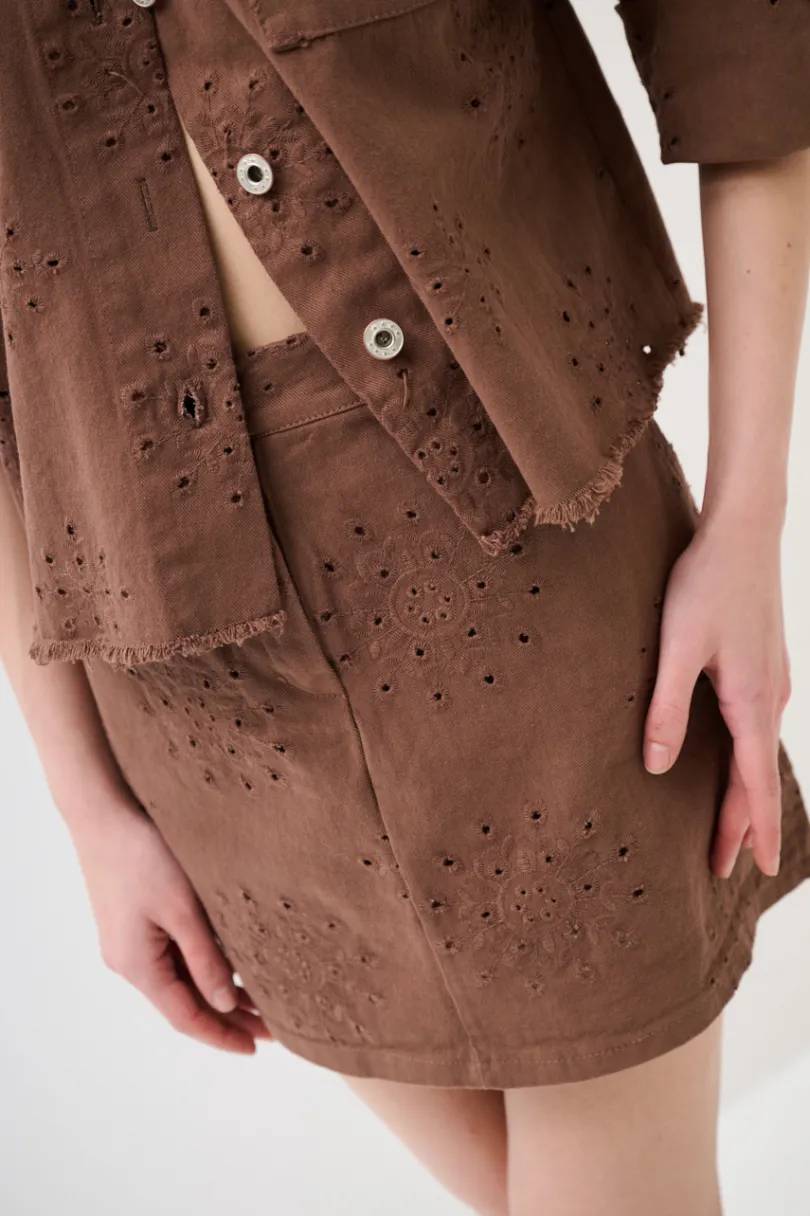 Best KIKISIX MINI CON TASCHE TESS. RICAMATO FONDO TG. VIVO MOCHA