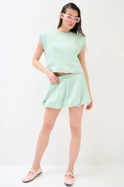 Fashion KIKISIX MINI GONNA BALLON CON STAMPA MENTA