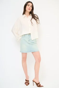 Best KIKISIX MINIGONNA DENIM SLAVATA JEANS