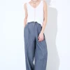 Clearance KIKISIX PANT DENIM PALAZZO CN PINCE DV TASC IN CUCITURA GRIGIO