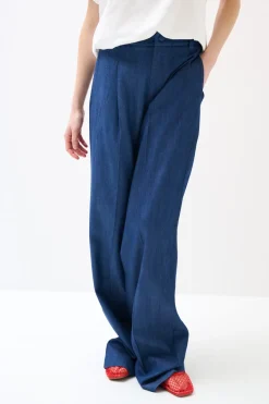 Online KIKISIX PANT DENIM PALAZZO CN PINCE DV TASC IN CUCITURA JEANS