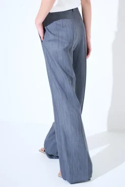Clearance KIKISIX PANT DENIM PALAZZO CN PINCE DV TASC IN CUCITURA GRIGIO