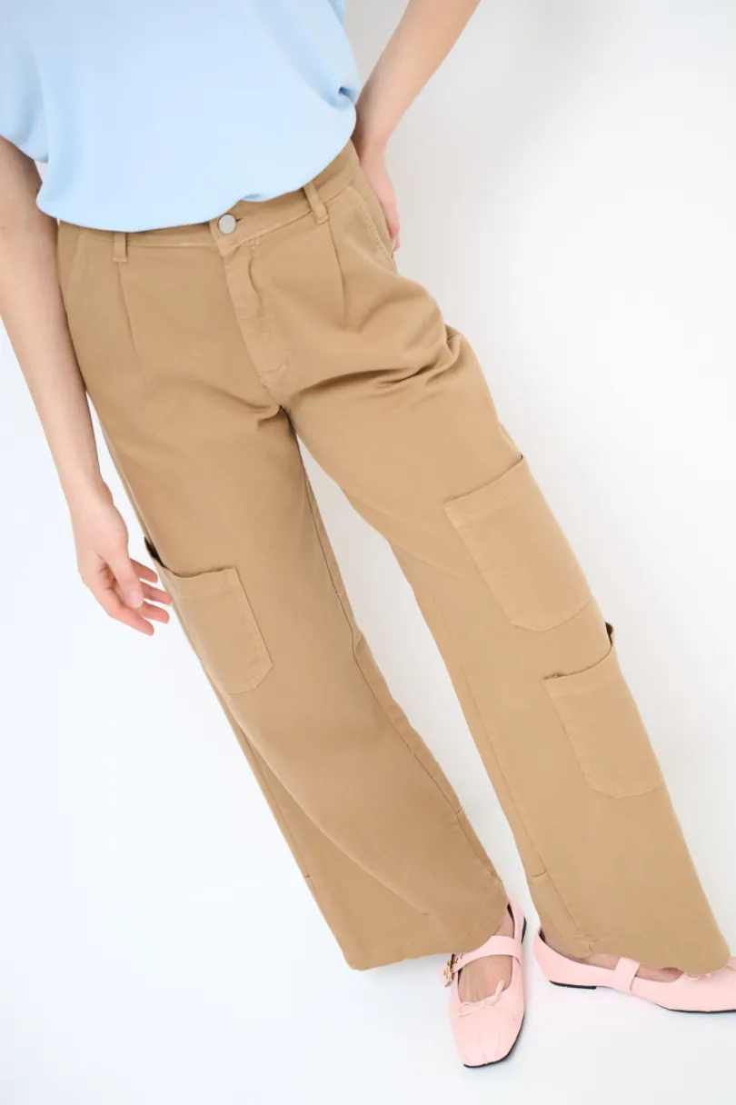 Online KIKISIX PANTA CARGO CON 3 TASCONI CAMMELLO