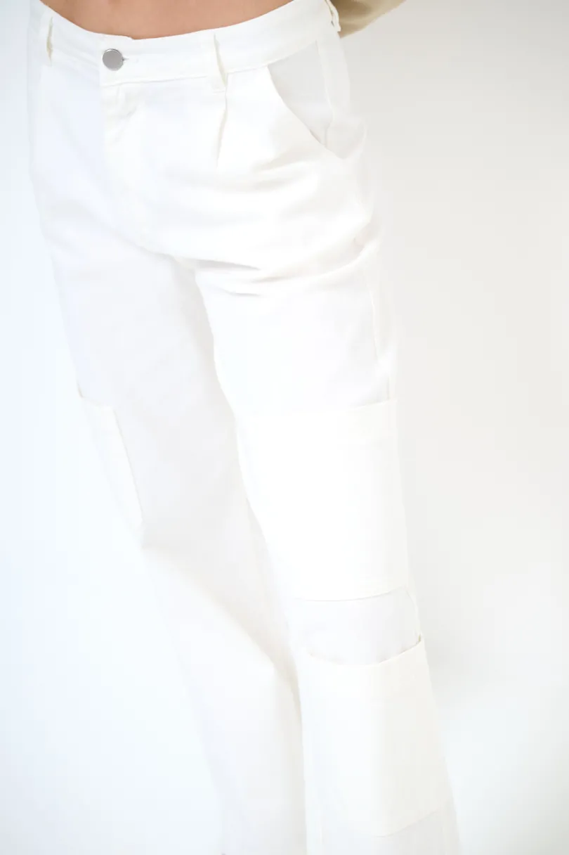 Outlet KIKISIX PANTA CARGO CON 3 TASCONI PANNA