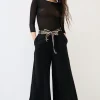 Discount KIKISIX PANTA PALAZZO CON ELASTICO TENCELL NERO