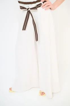 Discount KIKISIX PANTA PALAZZO CON ELASTICO TENCELL BURRO