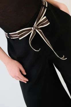 Discount KIKISIX PANTA PALAZZO CON ELASTICO TENCELL NERO